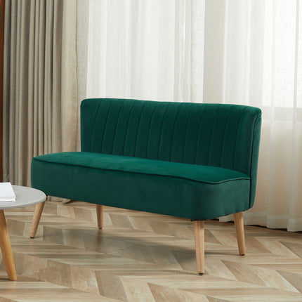 Dvoumístná pohovka, polyester se vzhledem sametu, tmavě zelená