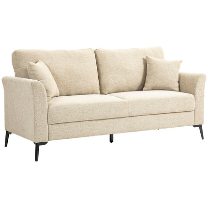 2místná lněná pohovka, kovové nohy, béžové čalounění