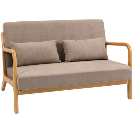 2místná pohovka loveseat ve vzhledu sametu s polštáři, světle šedá