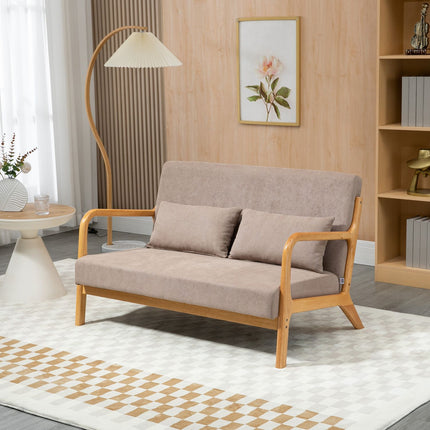 2místná pohovka loveseat ve vzhledu sametu s polštáři, světle šedá