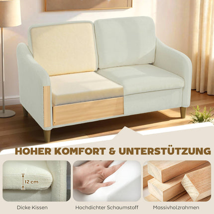 Dvoumístná pohovka, sherpa fleece, 137 cm, krémově bílá