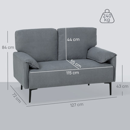 2-Seater Sofa, Thick Cushions, Velvet Upholstery, Black