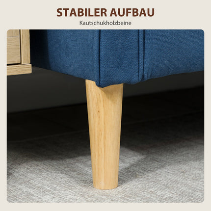 Dvoumístná pohovka s úložným prostorem, modrý samet, kompaktní design