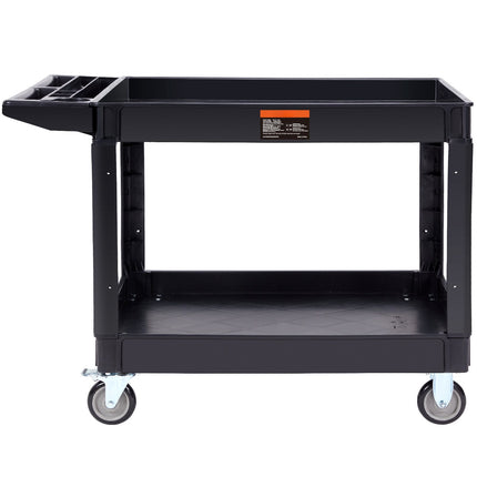 2-Shelf Utility Service Cart, 550 lb, Swivel Casters