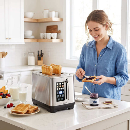 2-Slice Stainless Steel Toaster, LED Touchscreen, 6 Browning Levels