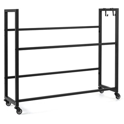 2-Tier Metal Drink Crate Rack with Wheels – Black