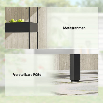 2-Tier Metal Plant Stand with Hook, 150 cm Tall, Black