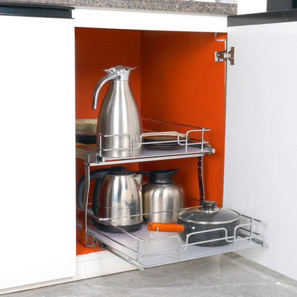 2-Tier Pull-Out Cabinet Organizer, Steel Slide-Out Shelves