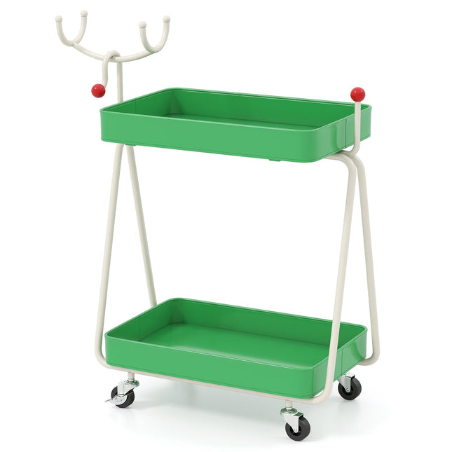 Keukenwagen met rendiermotief, 2 lagen - Groen, metaal, feestelijk design