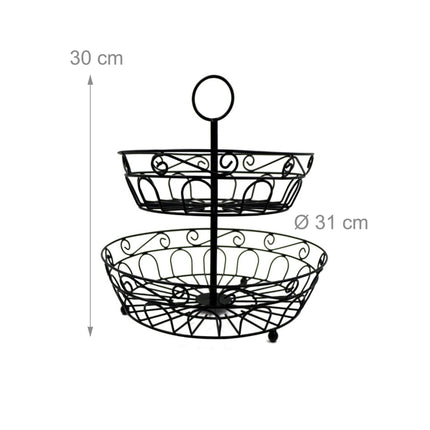 2patrová kulatá mísa na ovoce – otevřený mřížkový design