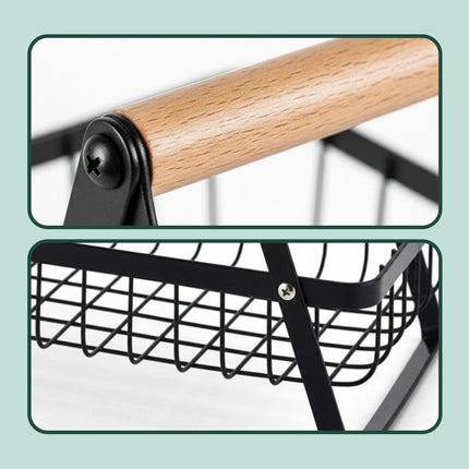 2patrový drátěný stojan s mísou na ovoce – čtvercový design
