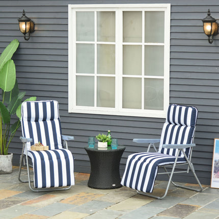 Folding garden chairs with cushion - 5 positions, blue