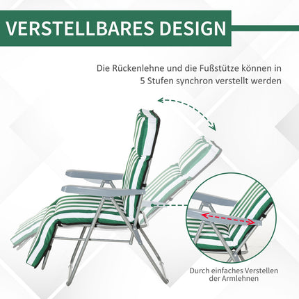 Folding garden chairs, adjustable sun lounger with cushions
