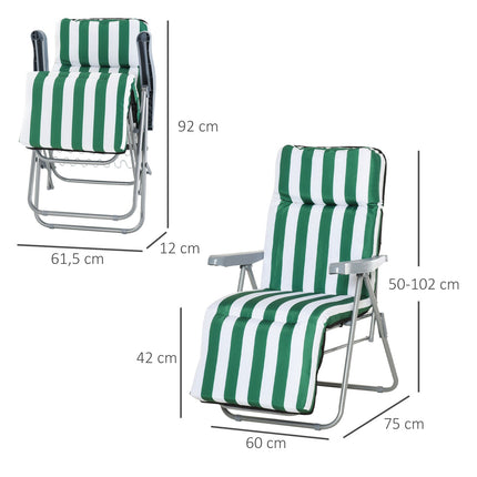 Folding garden chairs, adjustable sun lounger with cushions