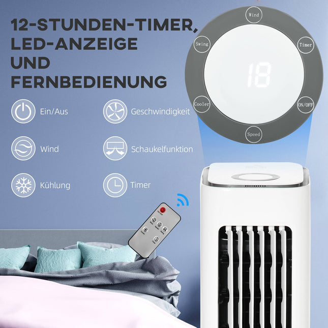 2-in-1-Luftkühler mit 5-Liter-Tank, 12-Stunden-Timer, für 20 m²