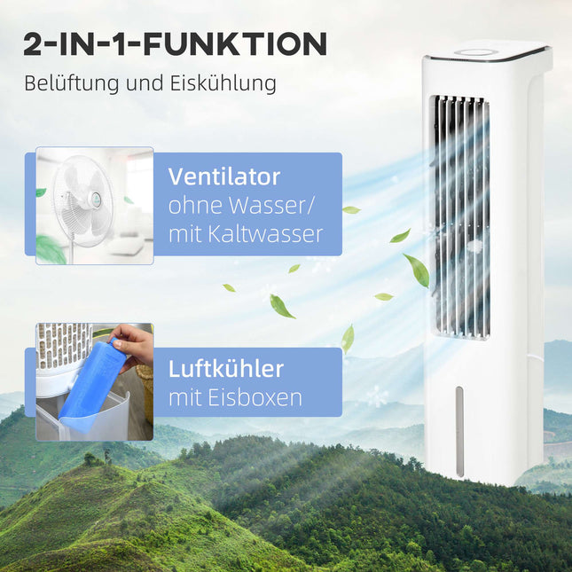 2-in-1-Luftkühler mit 5-Liter-Tank, 12-Stunden-Timer, für 20 m²