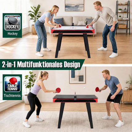 2-in-1 Air Hockey & Table Tennis Game Table with 12V Fan