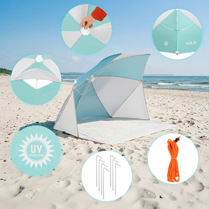 2v1 plážový slunečník – zástěna proti větru, UV ochrana, 180 cm