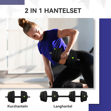 2v1 sada činek, nastavitelná 25 kg, protiskluzová, černo-zelená