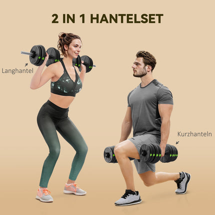 2v1 sada činek, nastavitelná 30 kg, protiskluzová, černo-zelená