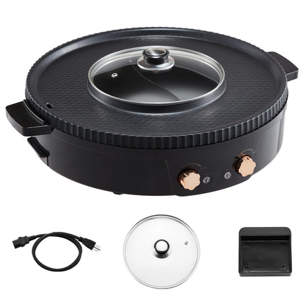 2-in-1 Electric Hot Pot Grill, 1800W Dual Temp Control