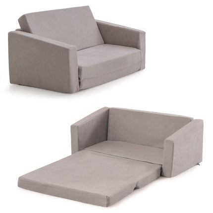 2 in 1 Folding Children's Sofa with Velvet Fabric Upholstered Children's Armchair 77 x 43 x 40 cm Dark Grey