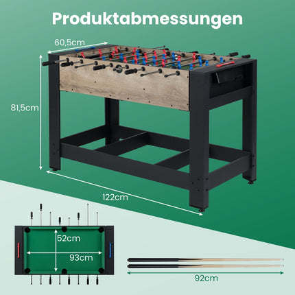 2v1 stolní fotbálek a kulečník – kompaktní, stabilní konstrukce
