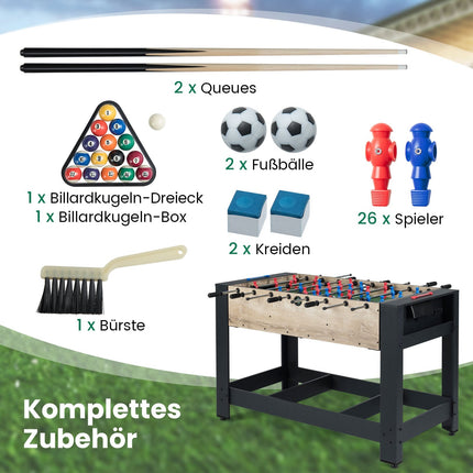 2v1 stolní fotbálek a kulečník – kompaktní, stabilní konstrukce
