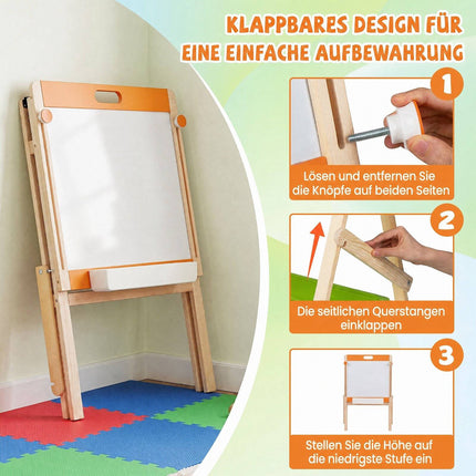 2-in-1 Kids Art Easel with Magnetic Whiteboard & Blackboard