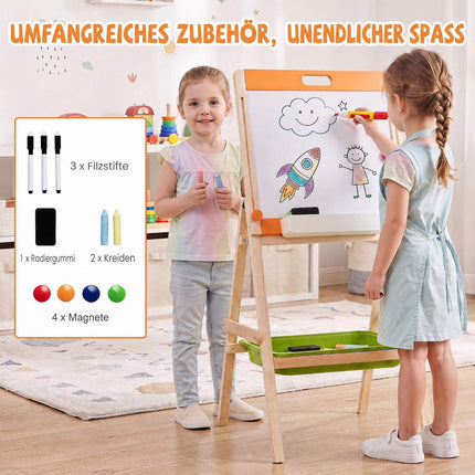 2-in-1 Kids Art Easel with Magnetic Whiteboard & Blackboard