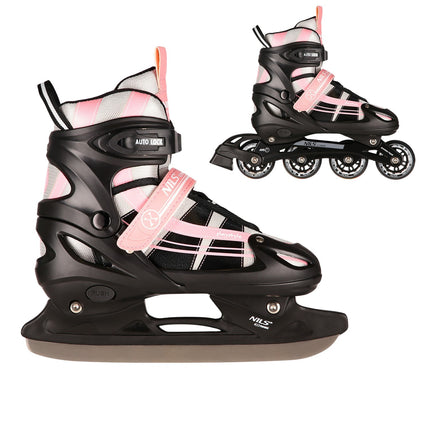 2-in-1 Pink-White Inline & Ice Skates, Size L (39-42)
