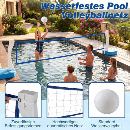 2-in-1 Pool Basketball Hoop & Volleyball Net Set with Base