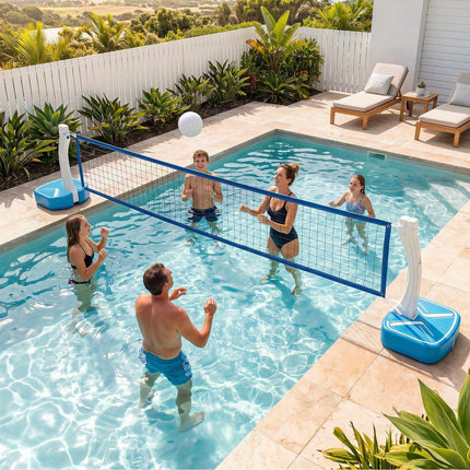 2-in-1 Pool Basketball Hoop & Volleyball Net Set with Base