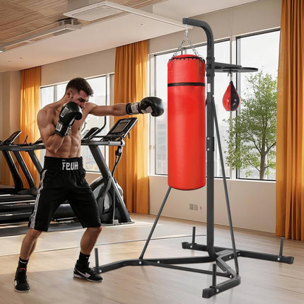 2-in-1 Punching Bag Stand, Adjustable Steel, 140 lb