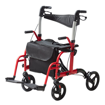 2-in-1 Rollator Walker Transport Chair, Folding, 300 lb