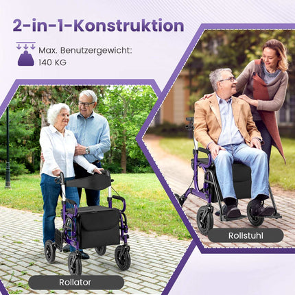 2v1 rolátor a invalidní vozík, skládací, nafukovací kola 23cm