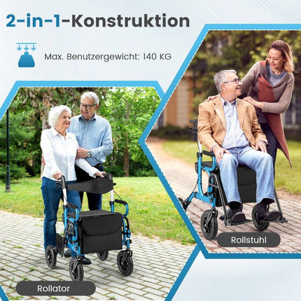 2v1 rolátor a invalidní vozík, nafukovací kola, skládací