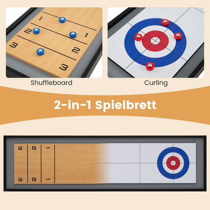 2v1 stolní hra shuffleboard a curling, 114 cm, přenosná