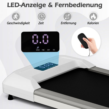 Běžecký pás 2 v 1 pod stůl, chodicí pás s LED displejem, 122 x 53 x 15 cm, šedá