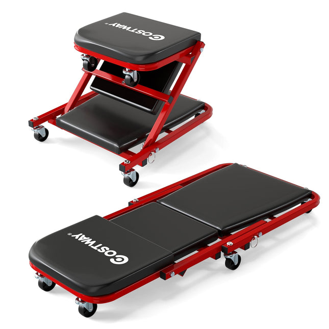 2-in-1 Werkplaatsrolstoel, draagvermogen 150 kg, zwart