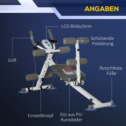 Nastavitelná lavice na břicho, LCD displej, ocel, nosnost 100 kg