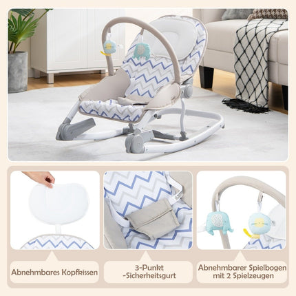 2 in 1 baby rocker foldable portable baby swing with 3-level adjustable backrest gray
