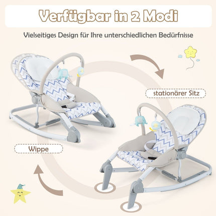 2 in 1 baby rocker foldable portable baby swing with 3-level adjustable backrest gray