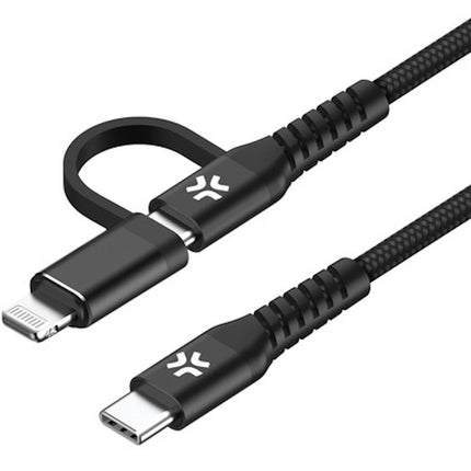 2v1 kabel USB-C - USB-C/Lightning 60W 1m černý