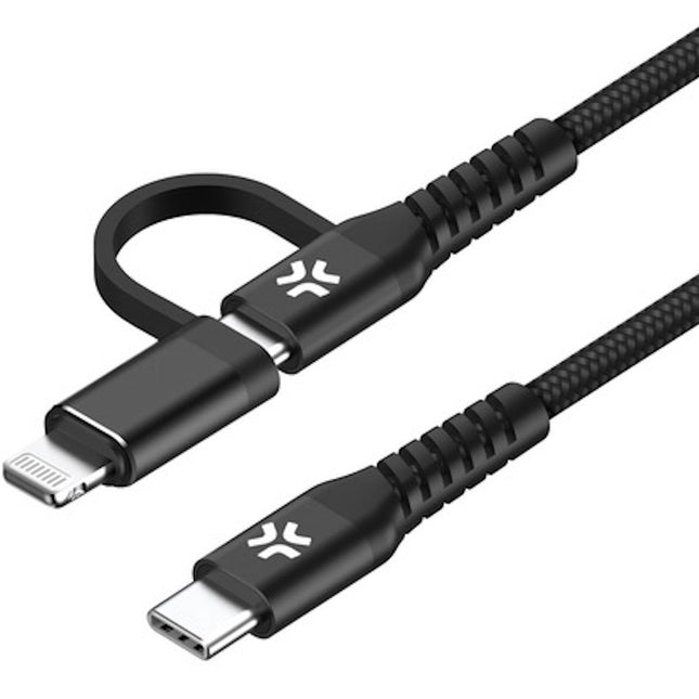 2v1 kabel USB-C - USB-C/Lightning 60W 1m černý