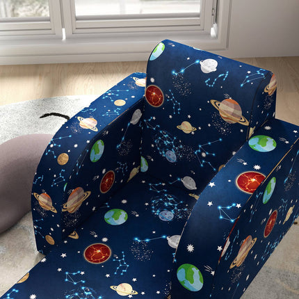 Dětské rozkládací křeslo – vodorovné, design s planetami