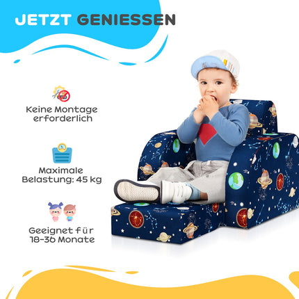 Dětské rozkládací křeslo – vodorovné, design s planetami