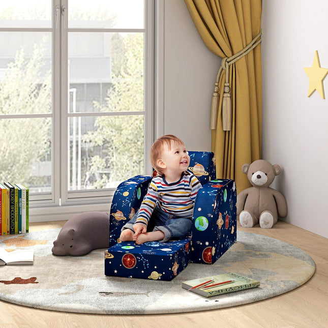 Dětské rozkládací křeslo – vodorovné, design s planetami