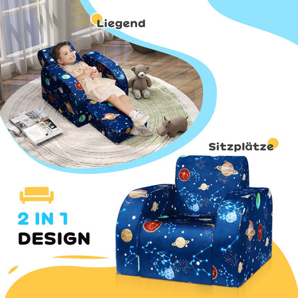 Dětské rozkládací křeslo – vodorovné, design s planetami