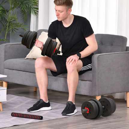 Nastavitelná sada jednoruček a velké činky, 20 kg, volitelná zátěž
